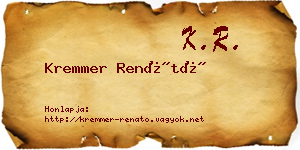 Kremmer Renátó névjegykártya